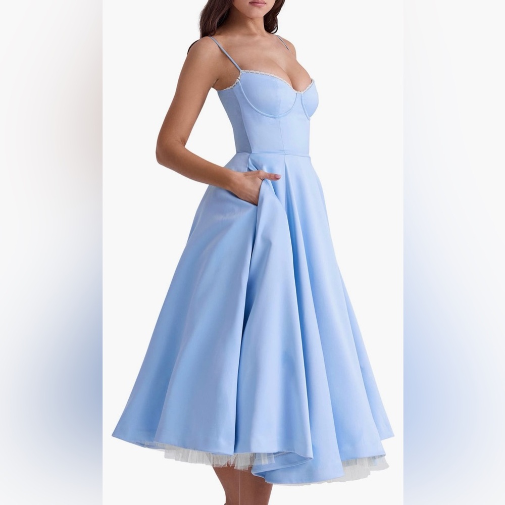 House of CB Mademoiselle Bustier stretch satin midi dress - Picture 3 of 10